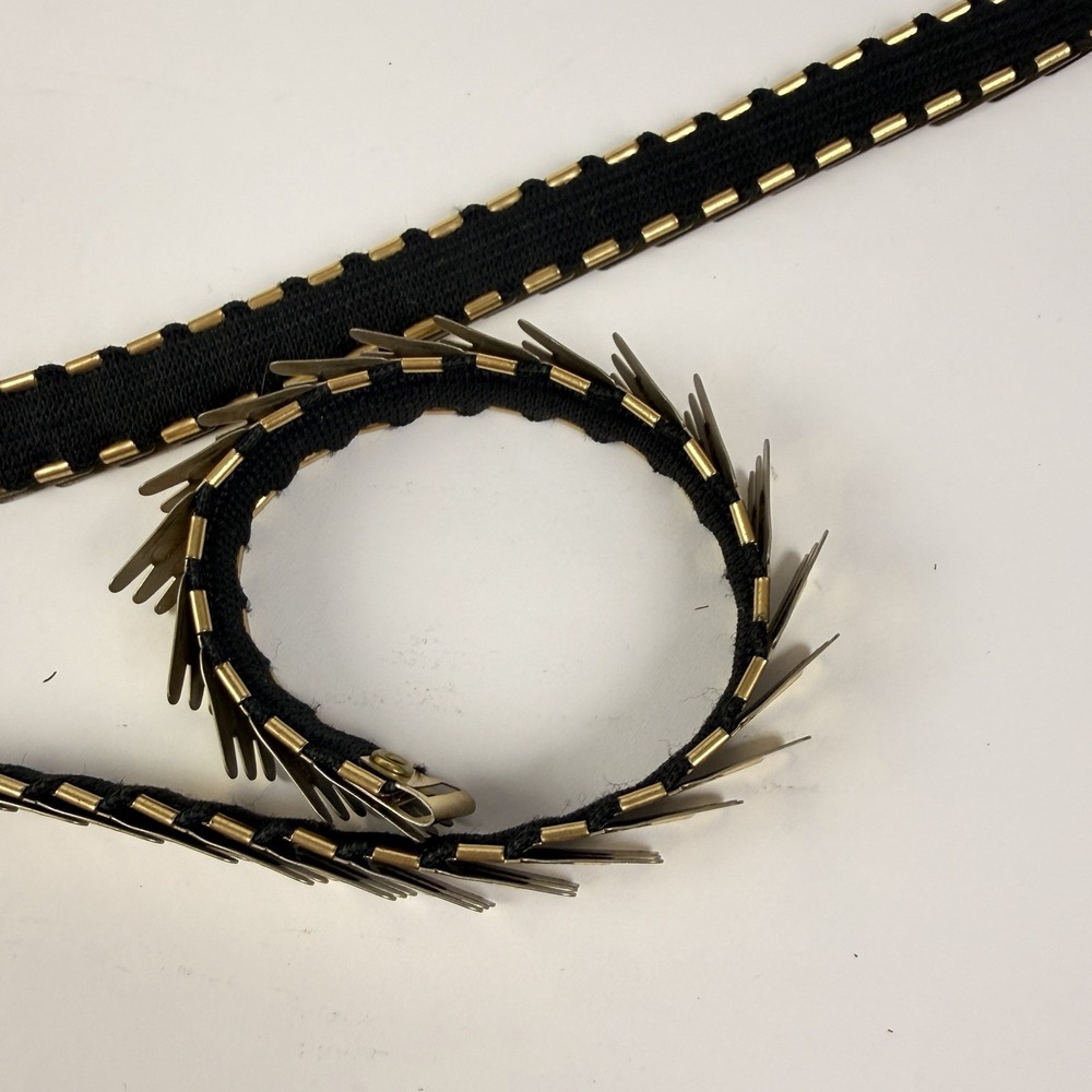 Vintage Gold Stretch Belt Rose Buckle Retro Boho Disco Glam Waist - Picture 4 of 11